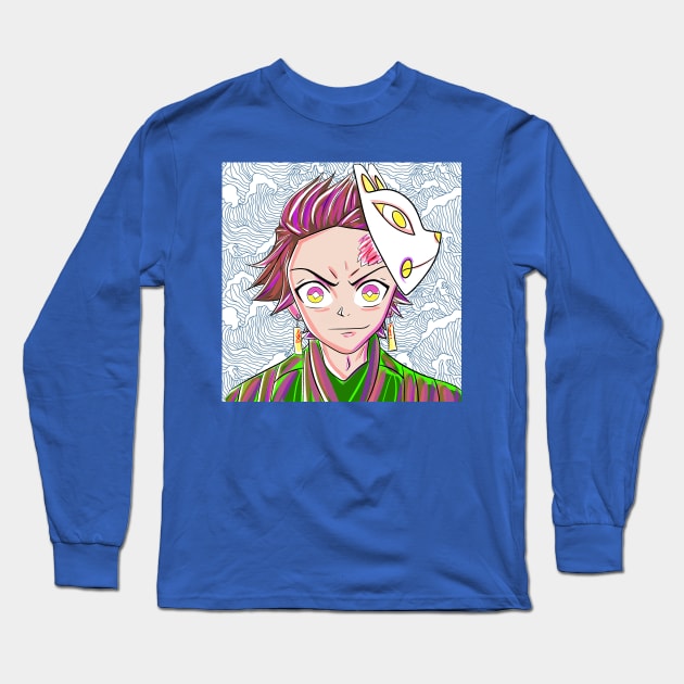 tanjiro kamado the kimetsu no yaiba samurai and demon slayer Long Sleeve T-Shirt by jorge_lebeau